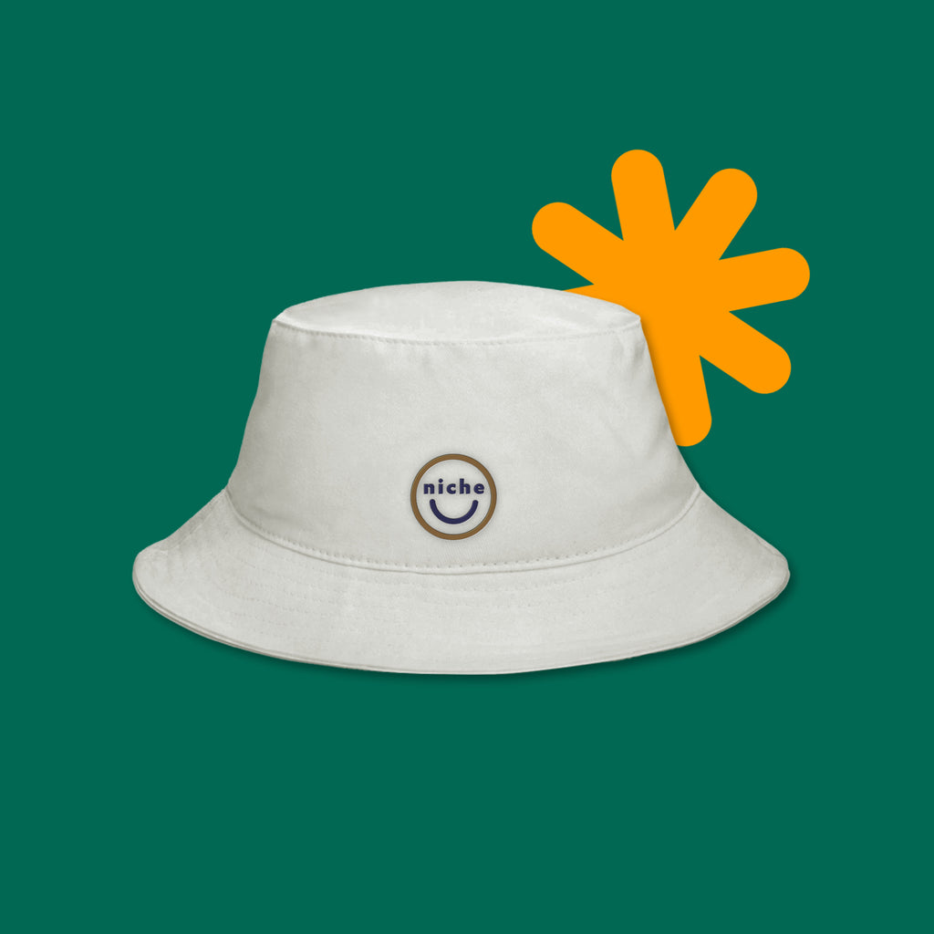 Smile Bucket Hat (Gold + Navy)
